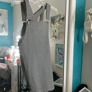 Black and White Checkered Pinafore Dress